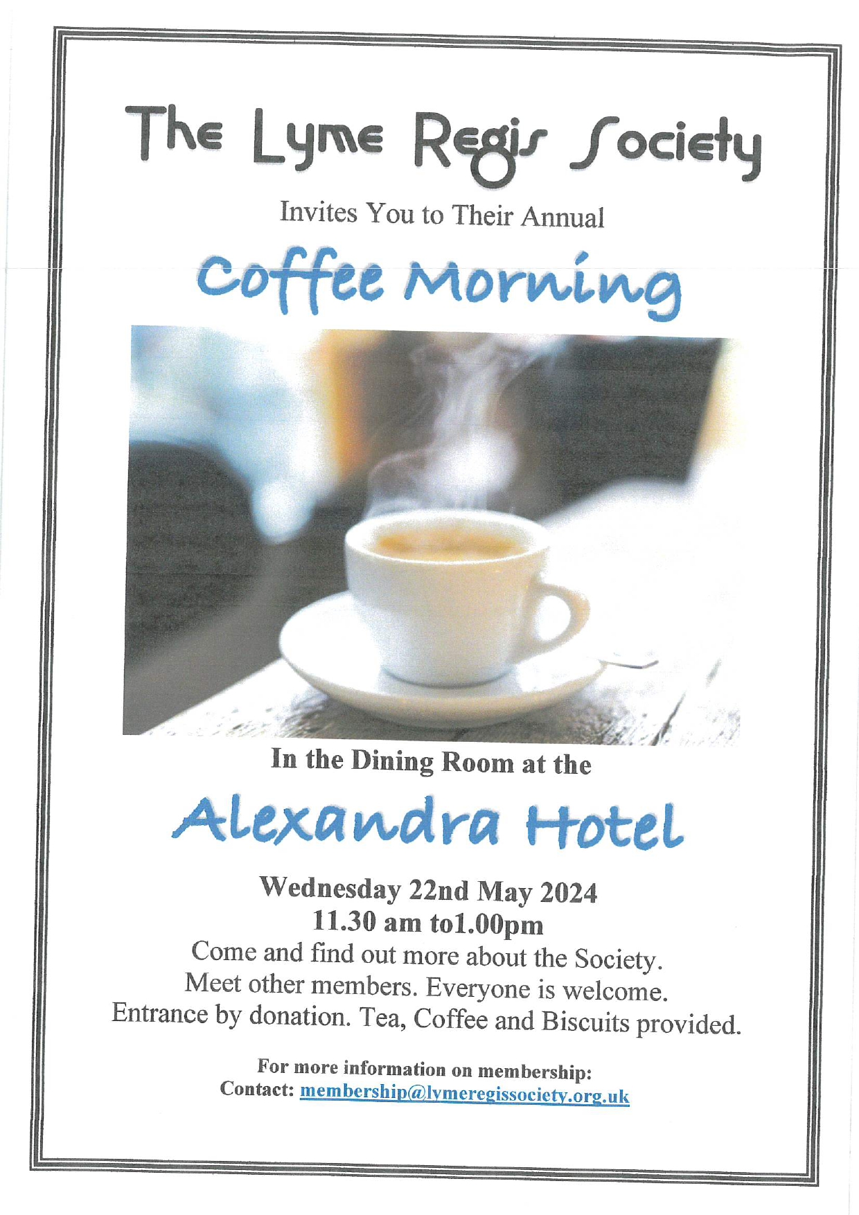 Lyme Regis Society Annual Coffee Morning | Lyme Regis Town Council