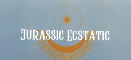 Jurassic Ecstatic - new age graphic orange sun logo in art deco style