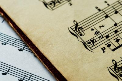 Close up of traditional music sheets